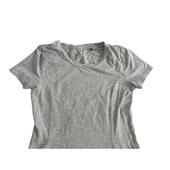 Toad & Co Light Grey Striped Short Sleeve Dress Fit Flare Cotton Pockets X-Small - Picture 4 of 5